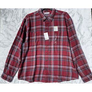 Sonoma Mens Supersoft Flannel Shirt XXL Red Plaid Standard Fit 100% Cotton